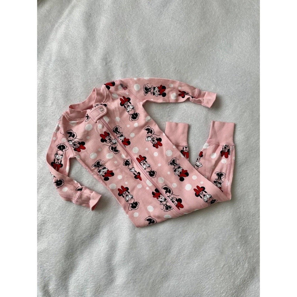 Hanna Andersson Baby Size 75 US 12-18 Month Minnie Mouse Zip Pajama